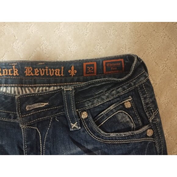 Rock Revival Jeans Women's 32x32 Chrissie Boot Cut Dark Wash Flap - Picture 3 of 3